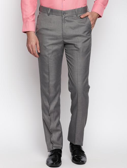 grey polyester blend flat front formal trouser - 15546902 - Very Small Image - 1