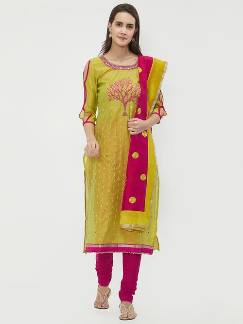 embroidered yoke design unstitched pant set - 15547289 - Very Small Image - 1