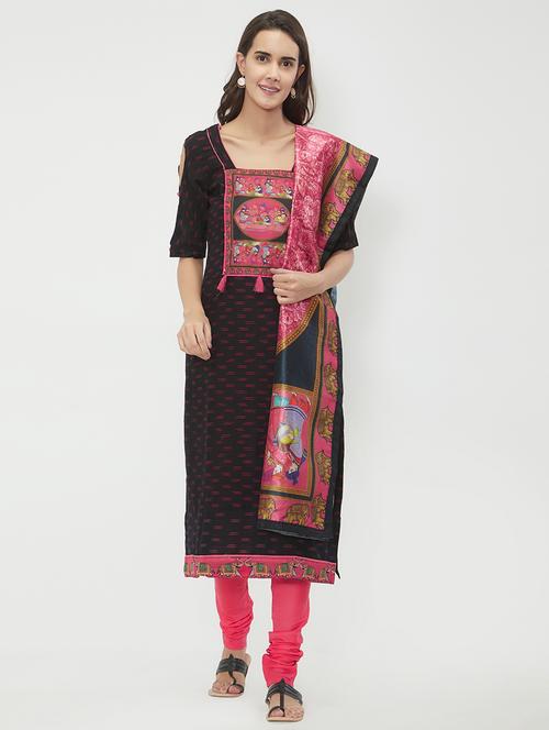 printed unstitched churidaar suit - 15547290 - Very Small Image - 1