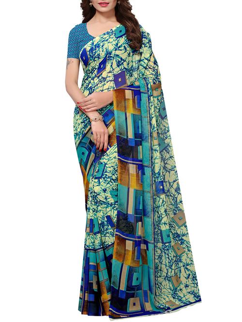abstract printed saree with blouse - 15548052 - Very Small Image - 1