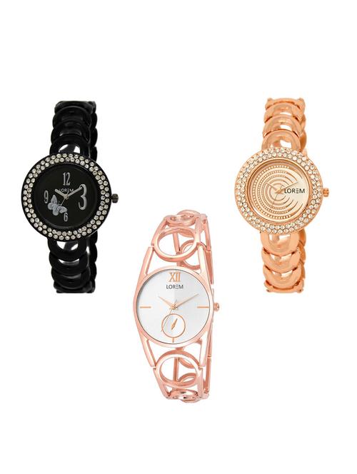 set of 3 round dial analog watch (lk201-202-213) - 15548100 - Very Small Image - 1