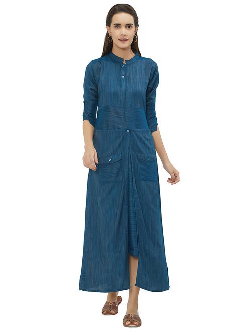 a-line solid dress - 15558345 - Very Small Image - 1