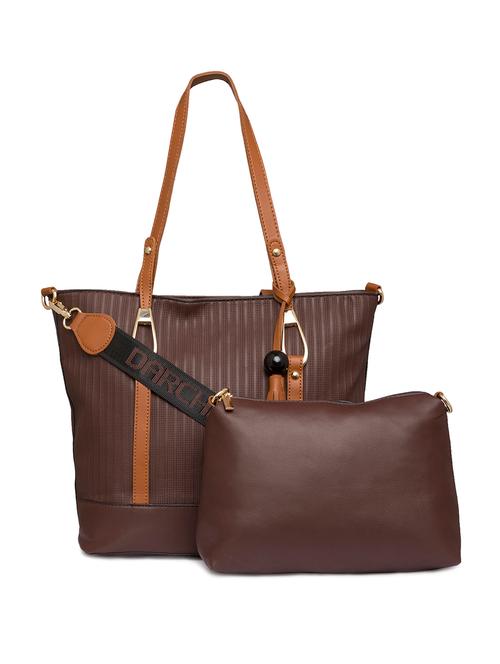 brown leatherette (pu) combo handbag - 15558795 - Very Small Image - 1