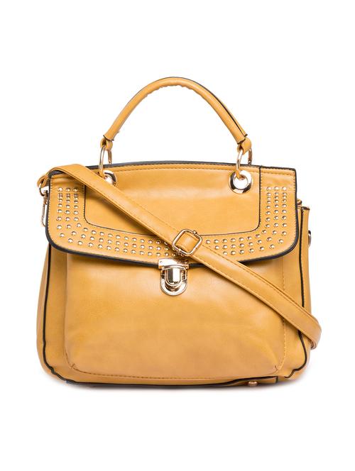 yellow leatherette (pu) regular satchel - 15558821 - Very Small Image - 1