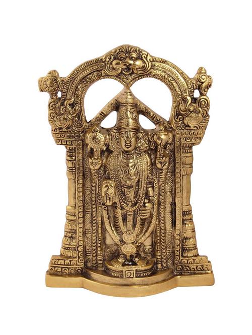 tirupati balaji in metal antique golden finish by handicrafts paradise - 15558944 - Very Small Image - 1