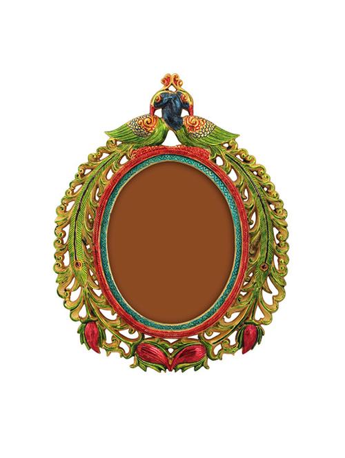 photoframe with peacock motiff jali work in painted metal by handicrafts paradise - 15558993 - Very Small Image - 1