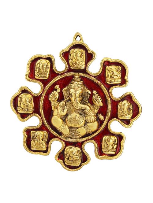 wall hanging ganesha showpiece in metal with enamel by handicrafts paradise - 15559078 - Very Small Image - 1