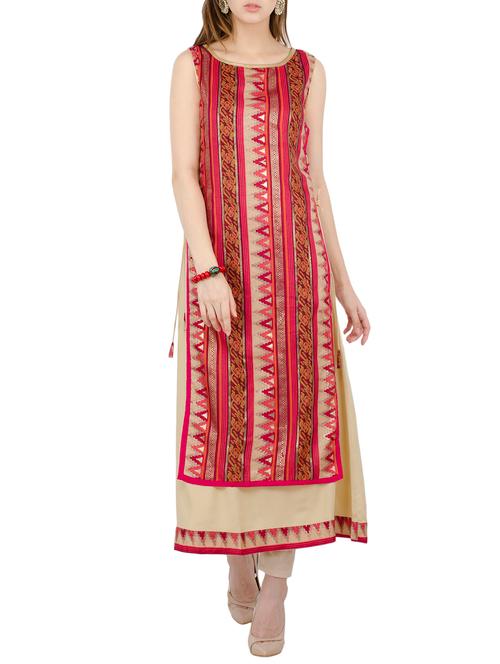 layered printed kurta with tassels - 15559563 - Very Small Image - 1