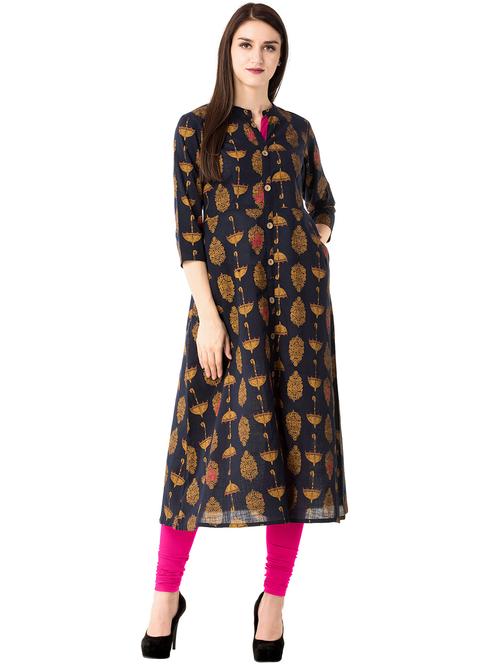 printed a-line kurta with pockets - 15559659 - Very Small Image - 1