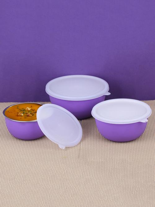 stainless steel plastic coated set of 3 containers - 15559950 - Very Small Image - 1