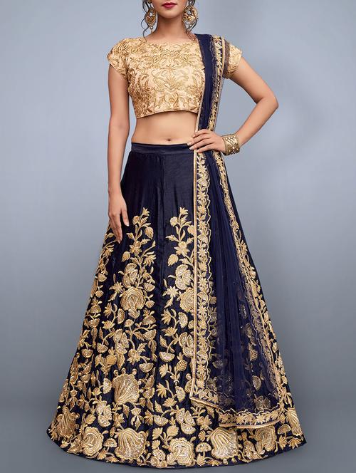 embroidered a-line lehenga - 15560065 - Very Small Image - 1