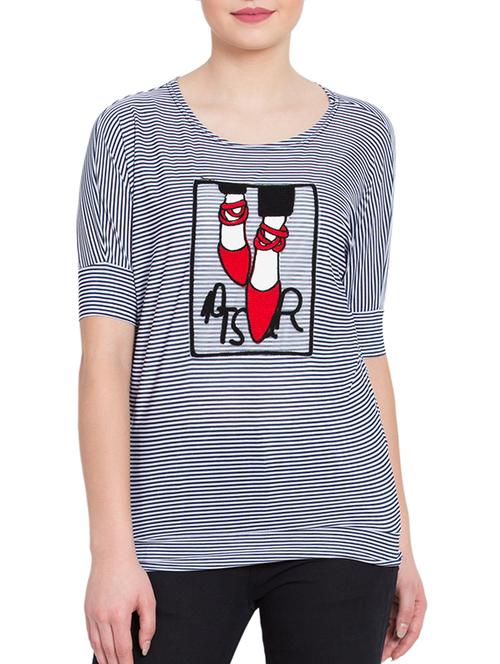 striped embroidered tee - 15563776 - Very Small Image - 1