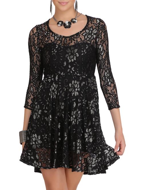 floral mesh fit and flare dress - 15564628 - Very Small Image - 1