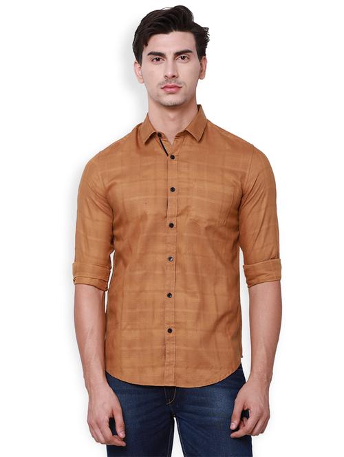 yellow cotton casual shirt - 15564866 - Very Small Image - 1