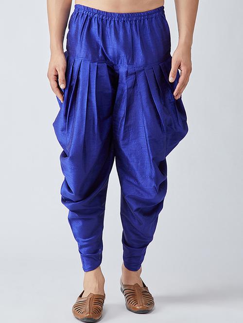 blue silk blend dhoti - 15565664 - Very Small Image - 1