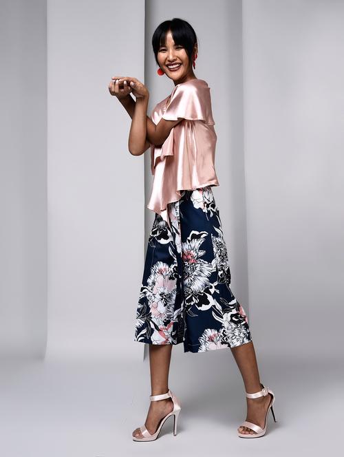 flounce cape sleeved satin top - 15565698 - Very Small Image - 1