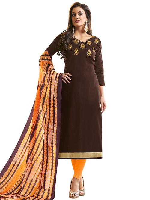 embroidered unstitched churidaar suit - 15566718 - Very Small Image - 1