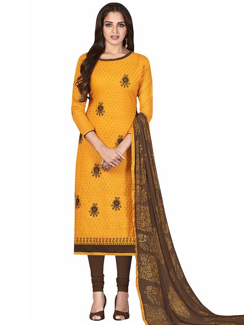 embroidered unstitched churidaar suit - 15566736 - Very Small Image - 1