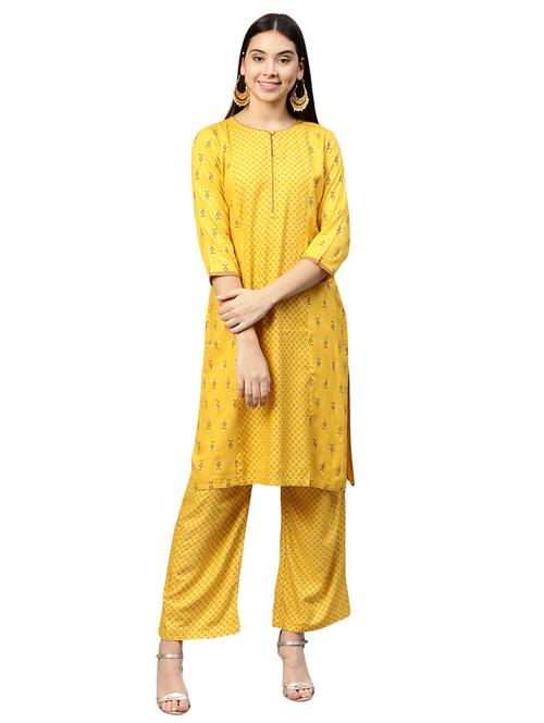 hand block printed kurta with palazzo set - 15568071 - Very Small Image - 1