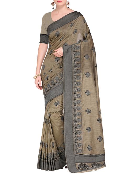zari motifs chanderi saree with blouse - 15568122 - Very Small Image - 1