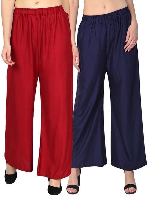 set of 2 mid waist straight palazzo - 15568175 - Very Small Image - 1