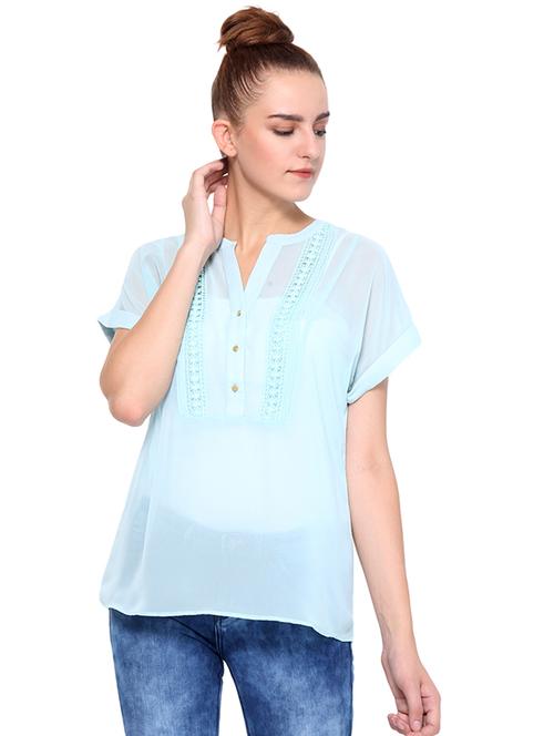 women's straight notch neck top - 15568213 - Very Small Image - 1