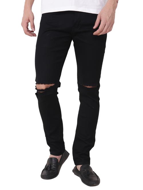 black cotton slash knee jeans - 15568420 - Very Small Image - 1