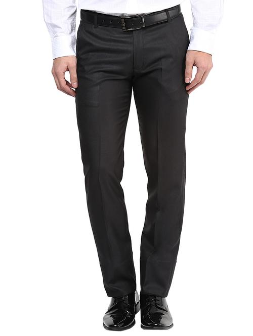 black polyester blend flat front formal trouser - 15569413 - Very Small Image - 1