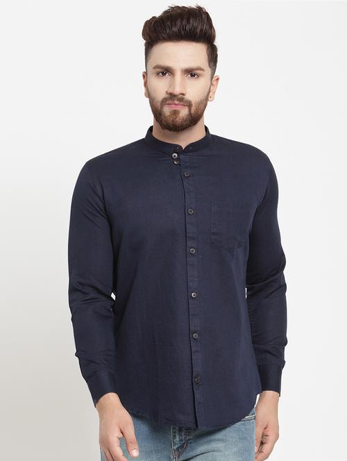 navy blue cotton casual shirt - 15569577 - Very Small Image - 1
