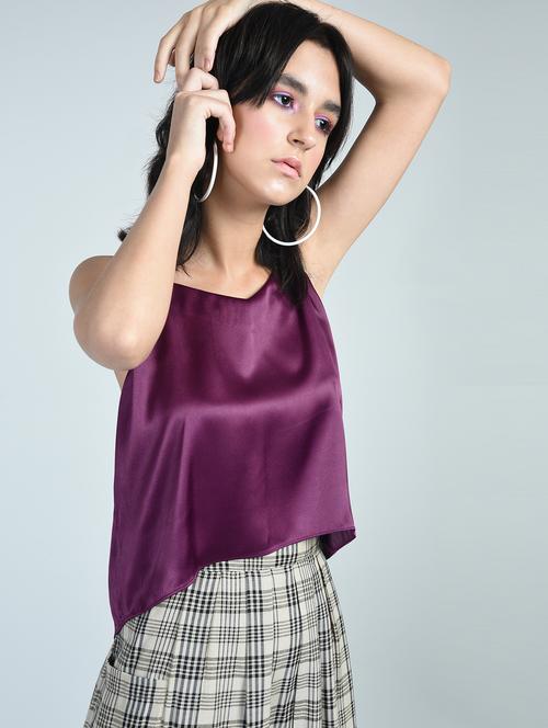 strappy satin button down cami top - 15569846 - Very Small Image - 1