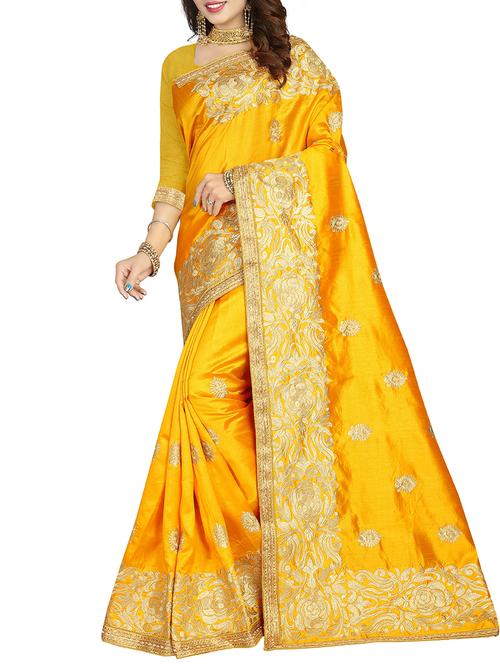 floral zari embroidered saree - 15570206 - Very Small Image - 1