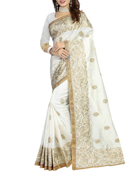 floral zari embroidered saree - 15570207 - Very Small Image - 1
