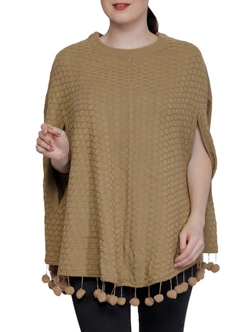 pom-pom detail knitted poncho - 15570467 - Very Small Image - 1