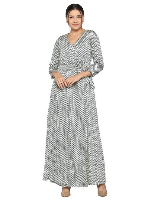 smocked side knot detail printed dress - 15570971 - Very Small Image - 1