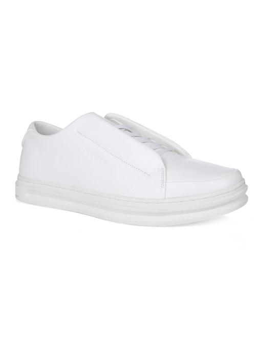white leatherette lace up sneakers - 15572431 - Very Small Image - 1