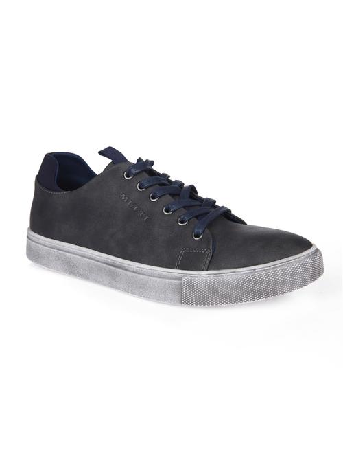 grey leatherette lace up sneakers - 15572434 - Very Small Image - 1