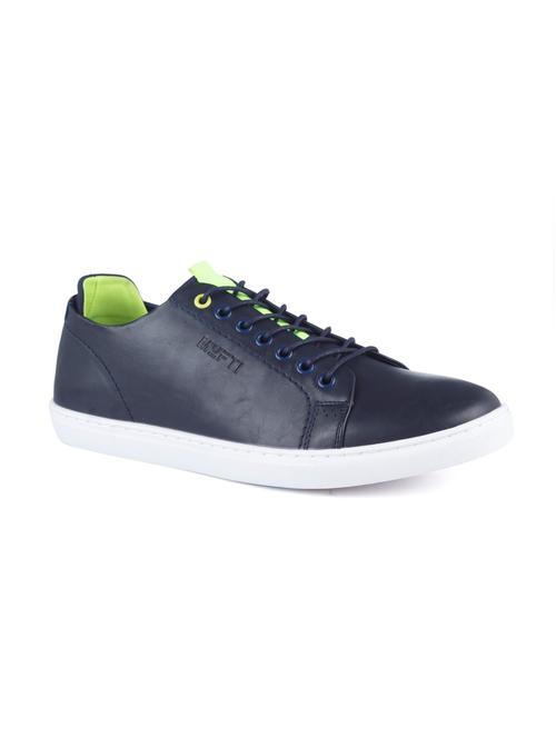 navy leatherette lace up sneakers - 15572448 - Very Small Image - 1