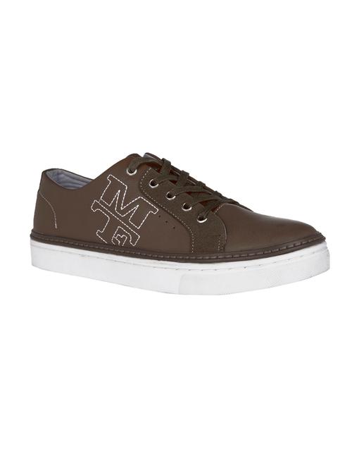 brown leatherette lace up sneakers - 15572520 - Very Small Image - 1