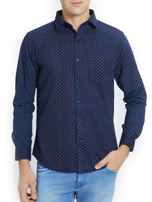 navy blue cotton casual shirt - 15573093 - Very Small Image - 1
