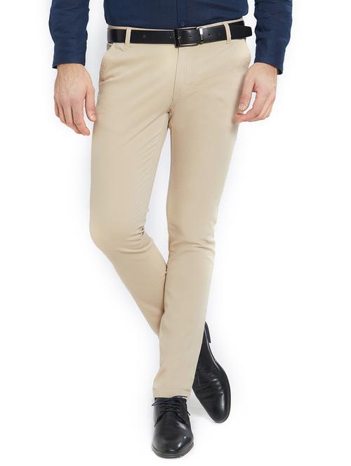 beige cotton blend flat front formal trouser - 15573203 - Very Small Image - 1