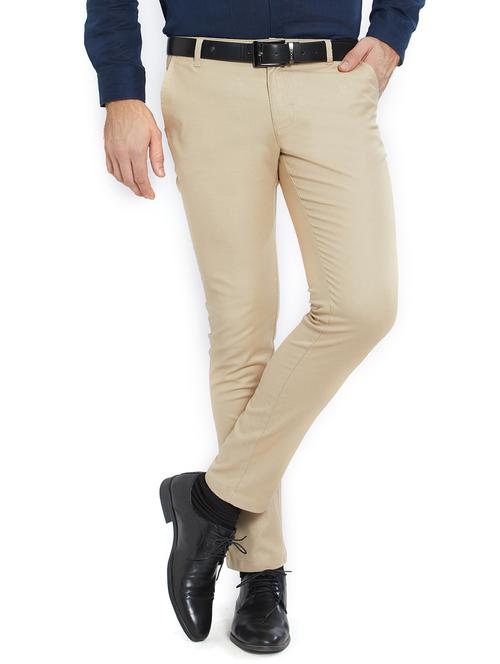 beige cotton blend flat front formal trouser - 15573208 - Very Small Image - 1