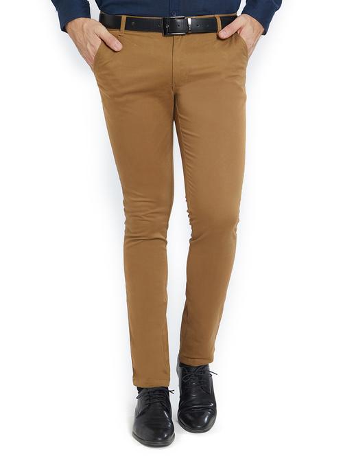 brown cotton blend flat front formal trouser - 15573218 - Very Small Image - 1