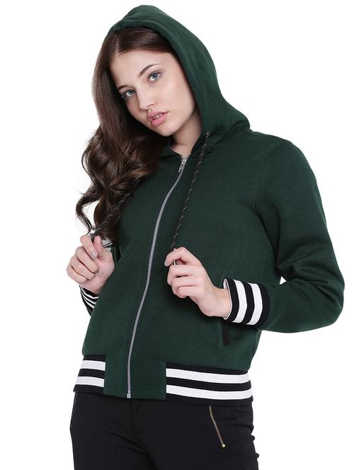 hooded neck contrast ribbed jacket  - 15574679 - Very Small Image - 1