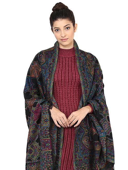 black woolen shawls - 15575260 - Very Small Image - 1