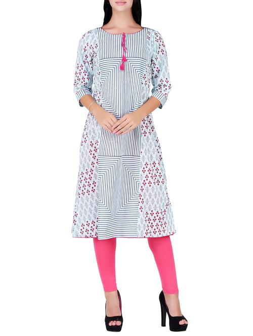 straight printed kurta with tassels - 15575426 - Very Small Image - 1