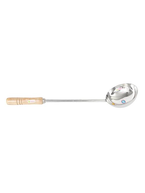 steel jumbo tadka pan long wooden handle 55.5 cm, 400 ml, silver - 15575479 - Very Small Image - 1