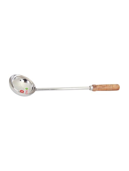 steel tadka pan long wooden handle 49 cm, 250 ml, silver - 15575484 - Very Small Image - 1