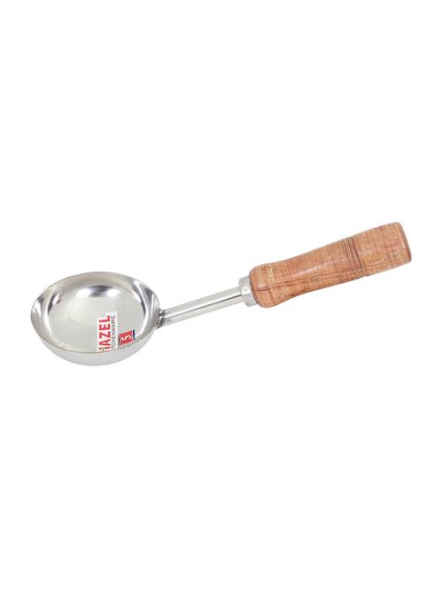 steel tadka pan short wooden handle 29 cm, 150 ml, silver - 15575486 - Very Small Image - 1