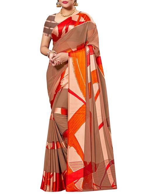 Abstract printed saree with blouse - 15575867 - Very Small Image - 1