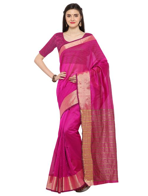 zari border woven saree with blouse - 15576401 - Very Small Image - 1